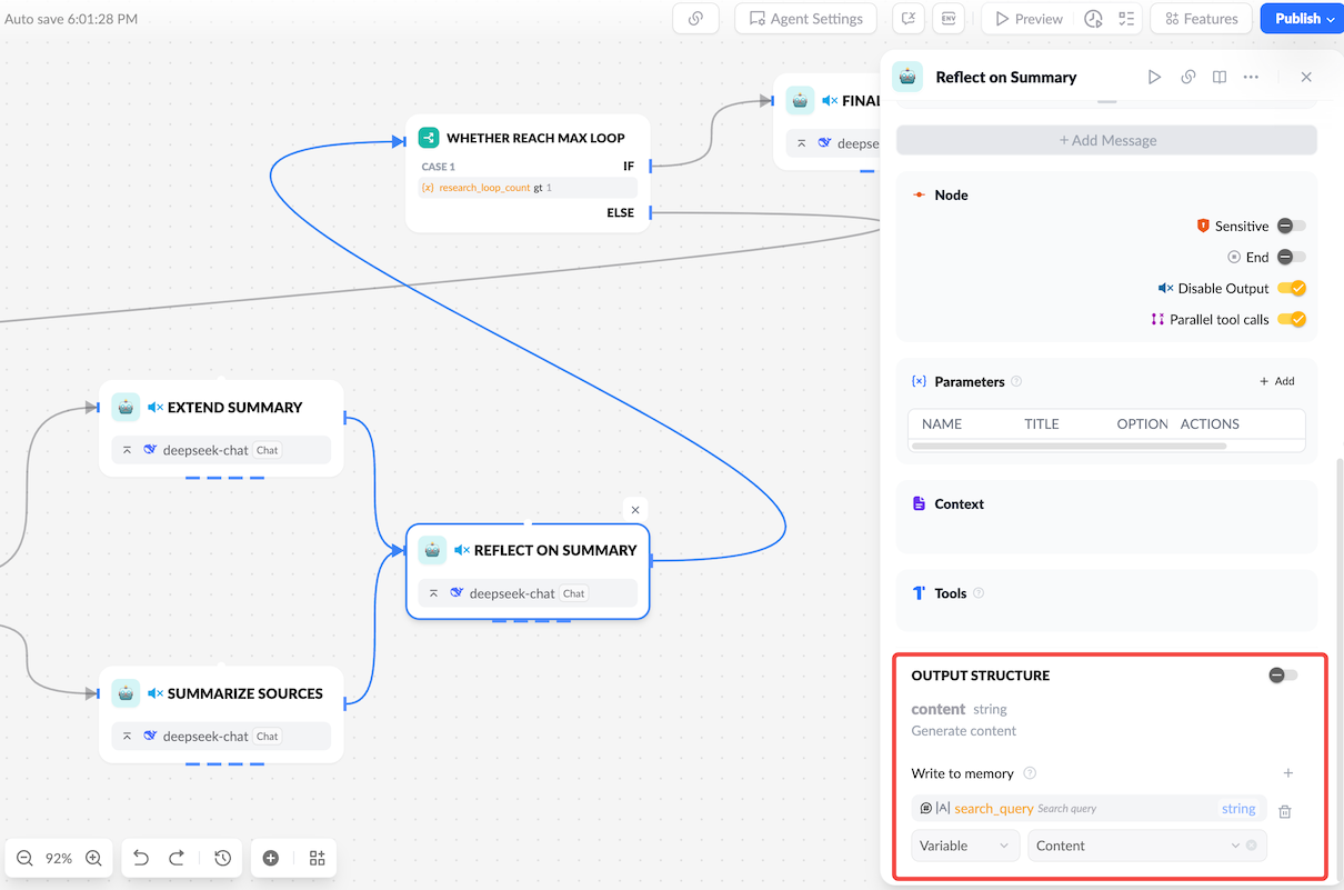 Agent write variables
