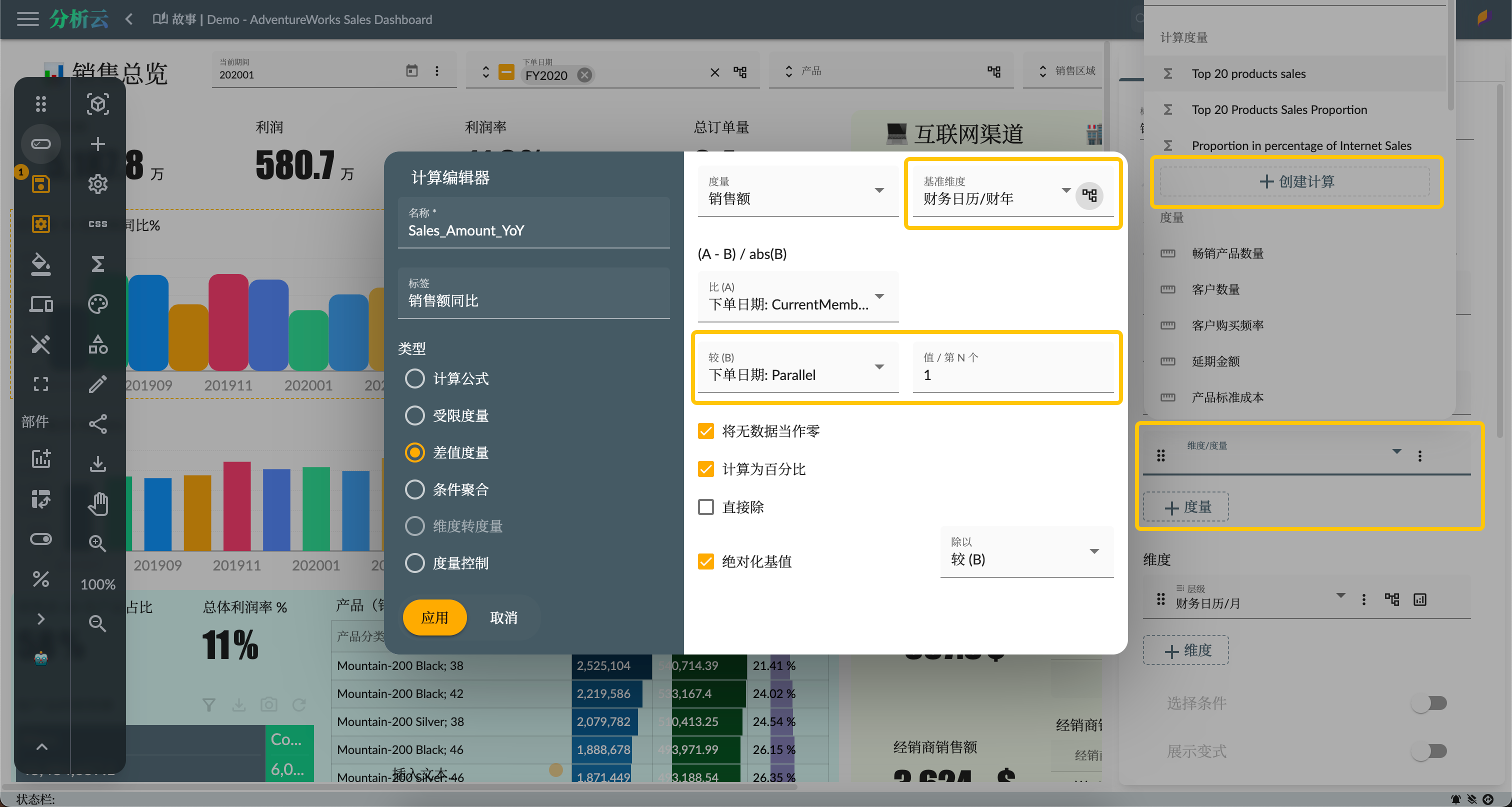 创建差异计算度量