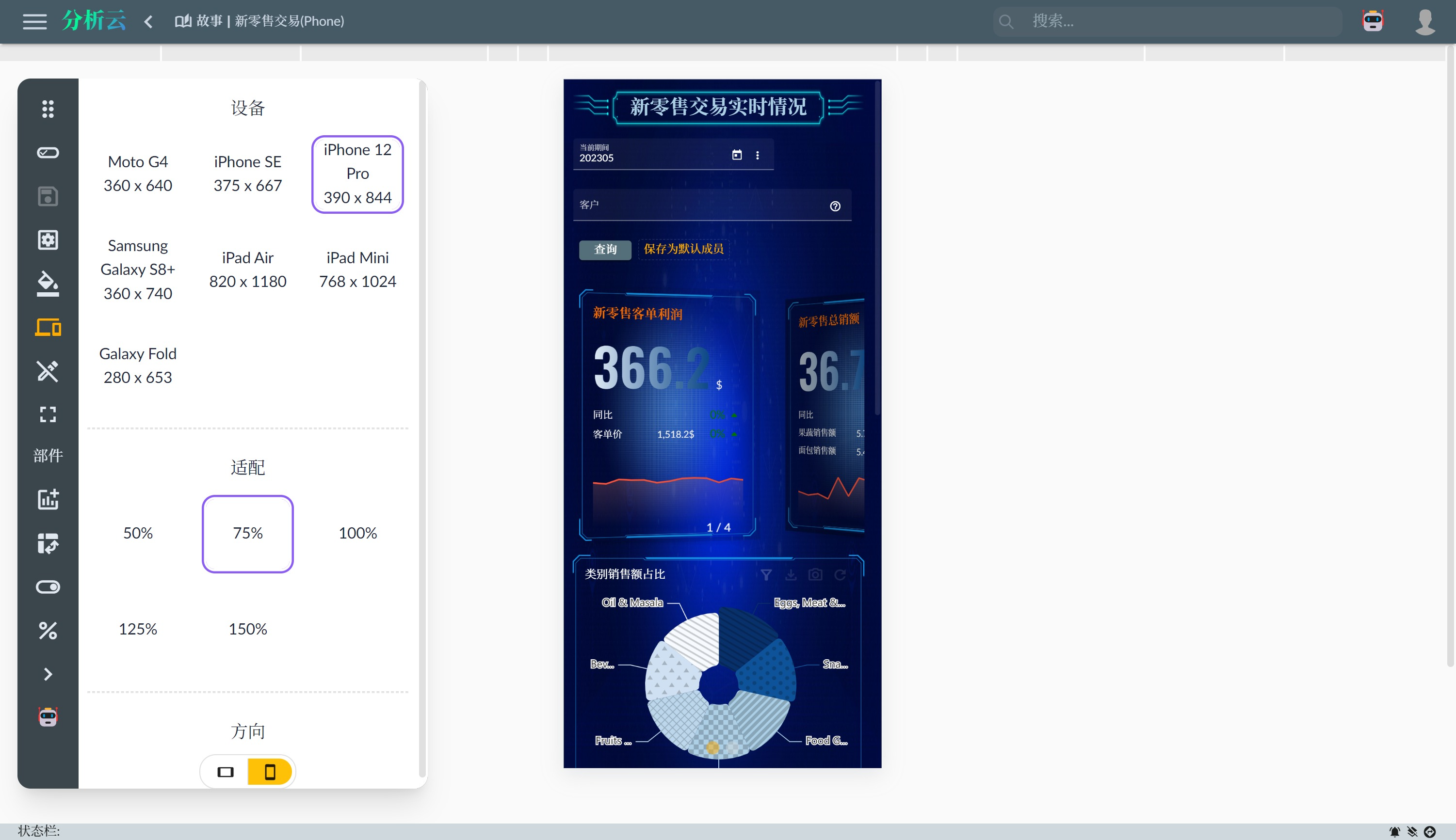 故事仪表板移动端设备